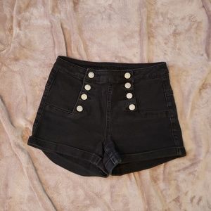 Black high rise sailor shorts